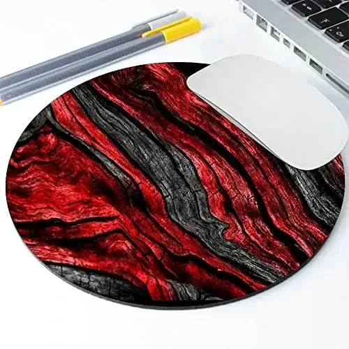 goodsprout and Red Woodgrain Round Mousepad, Personalized Custom Design Mouse Pads,Cute Waterproof Circular Non-Slip Rubber Base Small Mouse Pad, Mousepad for Laptop Computers - 2