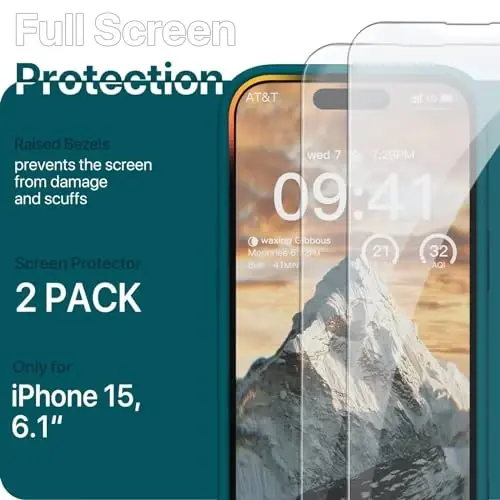 GOODVISH Compatible with iPhone 15 Case, Silicone Upgraded [Camera Protection] Phone Case with [2 Screen Protectors], Soft Anti-Scratch Microfiber Lining Inside, 6.1 inch, White - 5