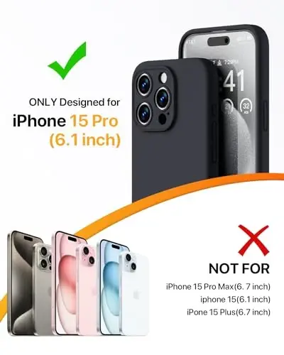 GOODVISH Compatible with iPhone 15 Pro Case, Silicone Upgraded [Enhanced Camera Protection] Phone Case with [2 Screen Protectors], Soft Anti-Scratch Microfiber Lining Inside, 6.1 inch, Black - 2