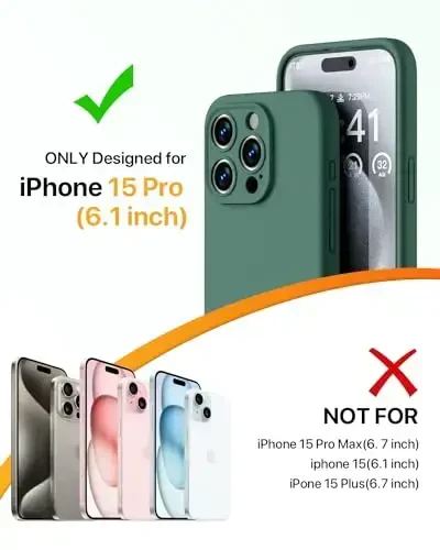 GOODVISH Compatible with iPhone 15 Pro Case, Silicone Upgraded [Enhanced Camera Protection] Phone Case with [2 Screen Protectors], Soft Anti-Scratch Microfiber Lining Inside, 6.1 inch, Deep Pine Green - GOODVISH (1)
