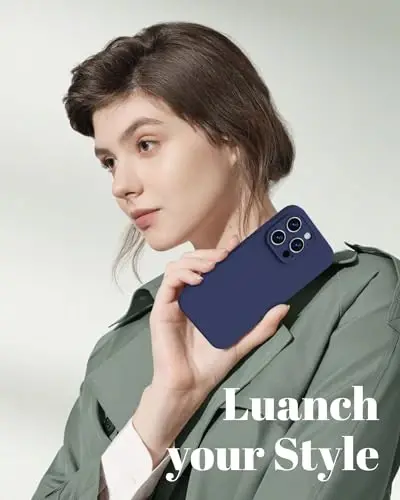 GOODVISH Compatible with iPhone 15 Pro Case, Silicone Upgraded [Enhanced Camera Protection] Phone Case with [2 Screen Protectors], Soft Anti-Scratch Microfiber Lining Inside, 6.1 inch, Navy Blue - 7