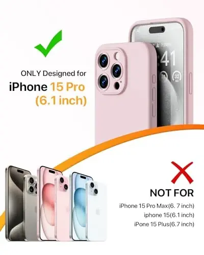 GOODVISH Compatible with iPhone 15 Pro Case, Silicone Upgraded [Enhanced Camera Protection] Phone Case with [2 Screen Protectors], Soft Anti-Scratch Microfiber Lining Inside, 6.1 inch, Sand Pink - 2