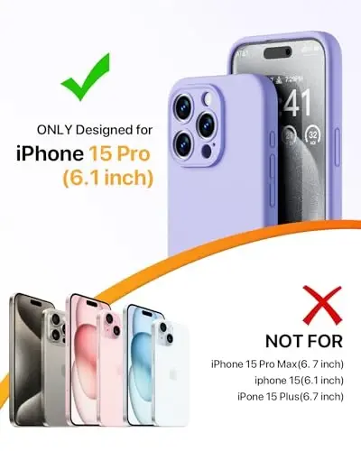 GOODVISH Compatible with iPhone 15 Pro Case, Silicone Upgraded [Enhanced Camera Protection] Phone Case with [2 Screen Protectors], Soft Anti-Scratch Microfiber Lining Inside, 6.1 inch, Violet - 2