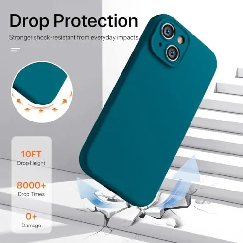 GOODVISH iPhone 15 Case bilan mos keladi, Silikon yangilangan [Kamera himoyasi] Telefon g'ilofi [2 ekran himoyachisi] bilan, Yumshoq tirnalishga qarshi mikrofiber astar ichida, 6.1 dyuym, Oq - 3