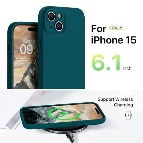 GOODVISH iPhone 15 Case bilan mos keladi, Silikon yangilangan [Kamera himoyasi] Telefon g'ilofi [2 ekran himoyachisi] bilan, Yumshoq tirnalishga qarshi mikrofiber astar ichida, 6.1 dyuym, Oq - 6