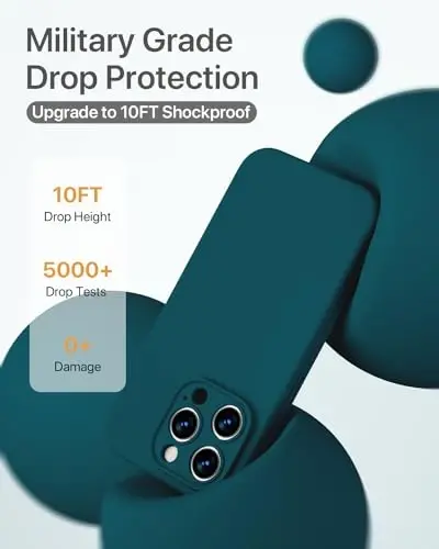 GOODVISH iPhone 15 Pro Case bilan mos keladi, Silikon yangilangan [Kengaytirilgan Kamera Himoyasi] Telefon qutisi [2 ekran himoyachisi] bilan, Ichki Yumshoq Tirnalishga qarshi Mikrofiber Astar, 6,1 dyuym, To'q yashil - 5