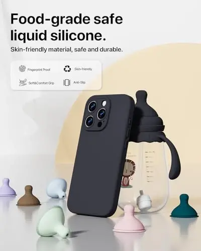 GOODVISH iPhone 15 Pro Case bilan mos keladi, Silikon yangilangan [Kengaytirilgan kamera himoyasi] Telefon qutisi [2 ekran himoyachisi] bilan, Yumshoq chizishga qarshi mikrofiber astar ichida, 6,1 dyuym, Qora - 3