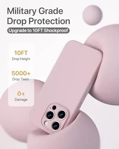 GOODVISH iPhone 15 Pro Case bilan mos keladi, Silikon yangilangan [Kengaytirilgan kamera himoyasi] Telefon qutisi [2 ekran himoyachisi] bilan, Yumshoq tirnalishga qarshi mikrofiber astar ichida, 6,1 dyuym, Sand pushti - 5