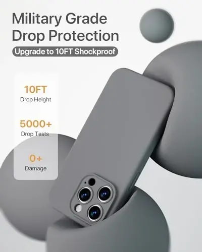 GOODVISH iPhone 15 Pro Case bilan mos keladi, Silikon yangilangan [Kengaytirilgan kamera himoyasi] Telefon qutisi [2 ekran himoyachisi] bilan, Yumshoq tirnalishga qarshi mikrofiber astar ichida, 6,1 dyuym, Space Gray - 5