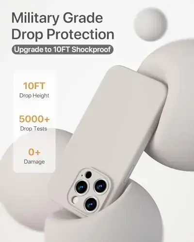 GOODVISH iPhone 15 Pro Case bilan mos keladi, Silikon yangilangan [Kengaytirilgan kamera himoyasi] Telefon qutisi [2 ekran himoyachisi] bilan, Yumshoq tirnalishga qarshi mikrofiber astar ichida, 6,1 dyuym, tosh kulrang - 5