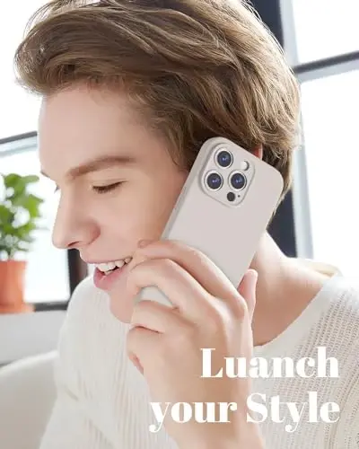 GOODVISH iPhone 15 Pro Case bilan mos keladi, Silikon yangilangan [Kengaytirilgan kamera himoyasi] Telefon qutisi [2 ekran himoyachisi] bilan, Yumshoq tirnalishga qarshi mikrofiber astar ichida, 6,1 dyuym, tosh kulrang - 7