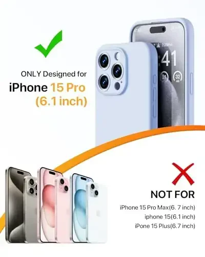 GOODVISH Compatible with iPhone 15 Pro Case, Silicone Upgraded [Enhanced Camera Protection] Phone Case with [2 Screen Protectors], Soft Anti-Scratch Microfiber Lining Inside, 6.1 inch, Blue Gray - 2