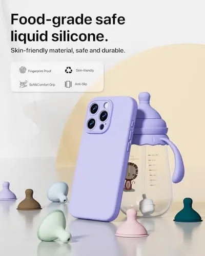 GOODVISH Compatible with iPhone 15 Pro Case, Silicone Upgraded [Enhanced Camera Protection] Phone Case with [2 Screen Protectors], Soft Anti-Scratch Microfiber Lining Inside, 6.1 inch, Violet - 3