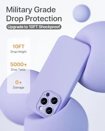 GOODVISH Compatible with iPhone 15 Pro Case, Silicone Upgraded [Enhanced Camera Protection] Phone Case with [2 Screen Protectors], Soft Anti-Scratch Microfiber Lining Inside, 6.1 inch, Violet - 5