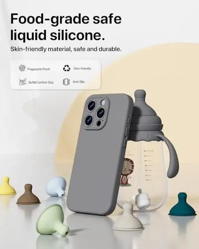 GOODVISH Compatible with iPhone 15 Pro Case, Silicone Upgraded [Enhanced Camera Protection] Phone Case with [2 Screen Protectors], Soft Anti-Scratch Microfiber Lining Inside, 6.1 inch, Space Gray - 3