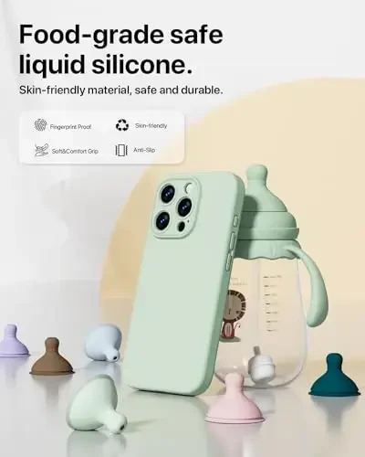 GOODVISH iPhone 15 Pro uchun mos keladigan g‘ilof, silikon yangilangan [kamera himoyasi kuchaytirilgan] telefon g‘ilofi [2 ekran himoyachisi bilan], ichki qismi yumshoq tirnalishga qarshi mikrofiber astar, 6,1 dyuym, och yashil - 3