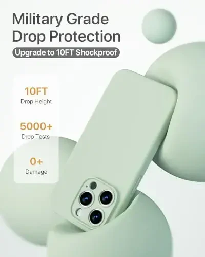 GOODVISH iPhone 15 Pro uchun mos keladigan g‘ilof, silikon yangilangan [kamera himoyasi kuchaytirilgan] telefon g‘ilofi [2 ekran himoyachisi bilan], ichki qismi yumshoq tirnalishga qarshi mikrofiber astar, 6,1 dyuym, och yashil - 5