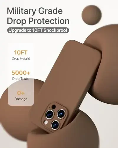 GOODVISH iPhone 15 Pro uchun mos keladigan g‘ilof, silikon yangilangan [Kamera himoyasi kuchaytirilgan] telefon g‘ilofi [2 ekran himoyachisi] bilan, ichki qismi yumshoq tirnalishga qarshi mikrofiber astarli, 6,1 dyuym, jigarrang - 5