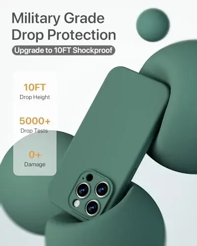 GOODVISH iPhone 15 Pro uchun mos keladigan g‘ilof, Silikon yangilangan [Kamera himoyasi kuchaytirilgan] Telefon g‘ilofi [2 ekran himoyachisi] bilan, Yumshoq tirnalishga qarshi mikrofiber astar ichida, 6,1 dyuym, To‘q qarag‘ay yashili - 5