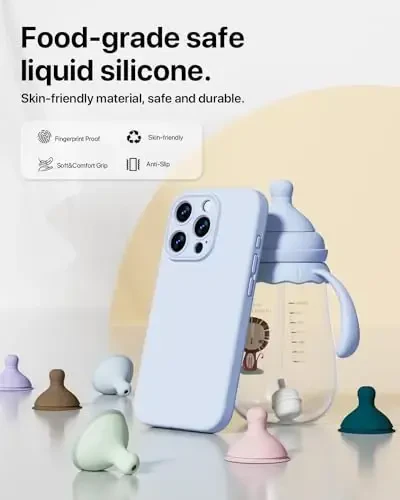 GOODVISH iPhone 15 Pro uchun mos keladigan g‘ilof, silikon yangilangan [kuchaytirilgan kamera himoyasi] telefon g‘ilofi [2 ekran himoyachisi bilan], ichki yumshoq tirnalishga qarshi mikrofiber astar, 6,1 dyuym, to‘q ko‘k - 3