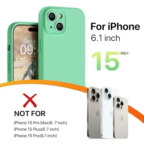 GOODVISH iPhone 15 uchun g‘ilofga mos keladi, silikon yangilangan [Kamera himoyasi kuchaytirilgan] Telefon g‘ilofi [2 ekran himoyachisi] bilan, ichki qismi yumshoq tirnalishga qarshi mikrofiber astarli, 6,1 dyuym, bahor yashili - 2