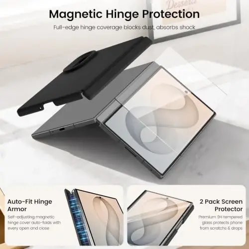 GOODVISH Magnetic for Samsung Z Fold 8 Case with Auto-Fit Hinge Protection | 2X Front Screen Protector, Durable & Sturdy & Smooth Touch, Anti-Slip Silicone Thin Slim Fit Case for Z Fold 8 wide, Black - 4