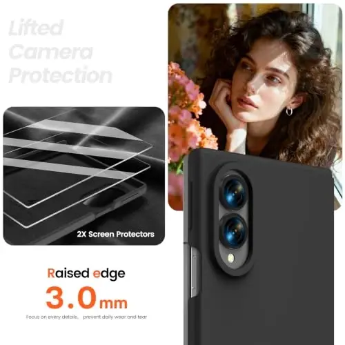 GOODVISH Magnetic for Samsung Z Fold 8 Case with Auto-Fit Hinge Protection | 2X Front Screen Protector, Durable & Sturdy & Smooth Touch, Anti-Slip Silicone Thin Slim Fit Case for Z Fold 8 wide, Black - 5