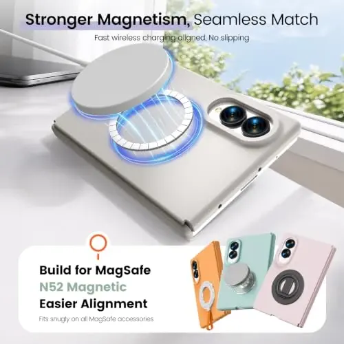 GOODVISH Magnetic for Samsung Z Fold 8 Case with Auto-Fit Hinge Protection | 2X Front Screen Protector, Durable & Sturdy & Smooth Touch, Anti-Slip Silicone Thin Slim Fit Case for Z Fold 8 wide, Orange - 3