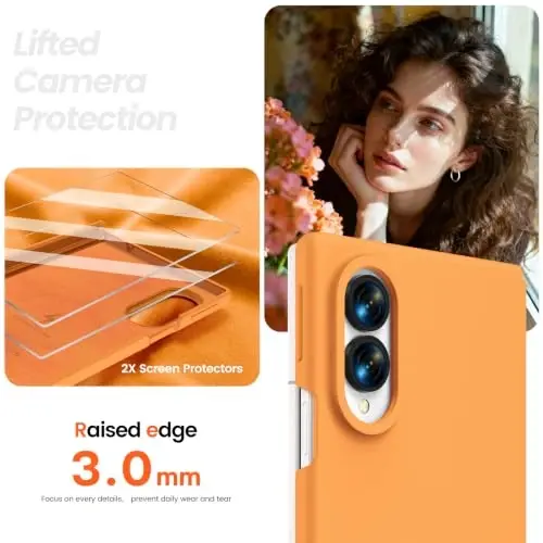 GOODVISH Magnetic for Samsung Z Fold 8 Case with Auto-Fit Hinge Protection | 2X Front Screen Protector, Durable & Sturdy & Smooth Touch, Anti-Slip Silicone Thin Slim Fit Case for Z Fold 8 wide, Orange - 5