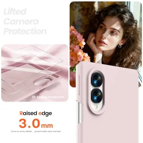 GOODVISH Magnetic for Samsung Z Fold 8 Case with Auto-Fit Hinge Protection | 2X Front Screen Protector, Durable & Sturdy & Smooth Touch, Anti-Slip Silicone Thin Slim Fit Case for Z Fold 8 wide,Sand Pink - 5