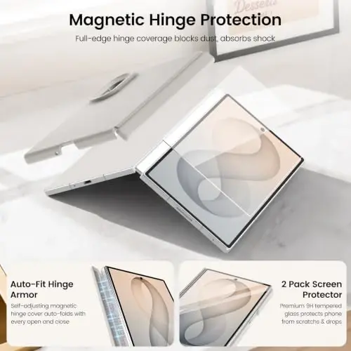 GOODVISH Magnetic for Samsung Z Fold 8 Case with Auto-Fit Hinge Protection | 2X Front Screen Protector, Durable&Sturdy & Smooth Touch, Anti-Slip Silicone Thin Slim Fit Case for Z Fold 8 wide, Stone Grey - 4