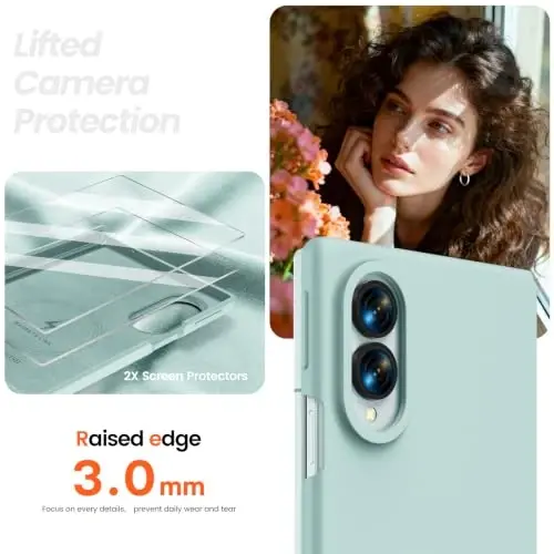GOODVISH Magnetic for Samsung Z Fold 8 Case with Auto-Fit Hinge Protection | 2X Front Screen Protector, Durable&Sturdy&Smooth Touch, Anti-Slip Silicone Thin Slim Fit Case for Z Fold 8 wide, Grass Green - 5