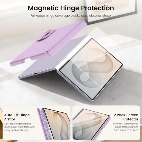 GOODVISH Magnetic for Samsung Z Fold 8 Case with Auto-Fit Hinge Protection | 2X Front Screen Protector, Durable&Sturdy&Smooth Touch, Anti-Slip Silicone Thin Slim Fit Case for Z Fold 8 wide,Violet Purple - 4