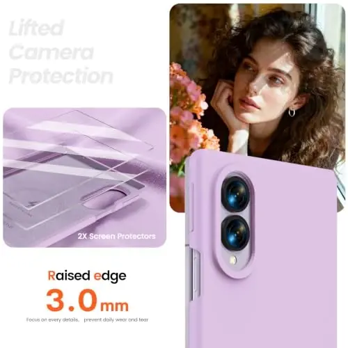 GOODVISH Magnetic for Samsung Z Fold 8 Case with Auto-Fit Hinge Protection | 2X Front Screen Protector, Durable&Sturdy&Smooth Touch, Anti-Slip Silicone Thin Slim Fit Case for Z Fold 8 wide,Violet Purple - 5