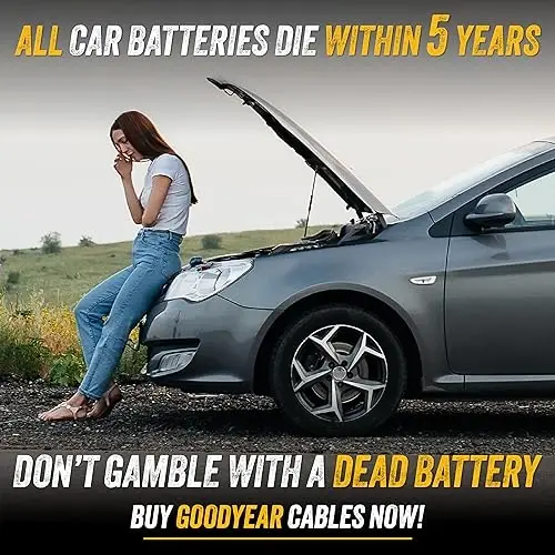 GOODYEAR Heavy Duty Jumper Cables for Car Battery - 2 Gauge Thick Wire, Extra Long 16 ft Booster Cables with Carrying Case for Cars, Trucks, SUVs, Emergency Roadside Kit Car Accessories - 4