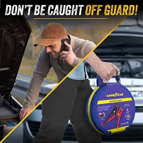 GOODYEAR Heavy Duty Jumper Cables for Car Battery – 4 Gauge 16 ft Booster Cables with Carrying Case for Cars, Trucks, SUVs, Emergency Roadside Kit - 1