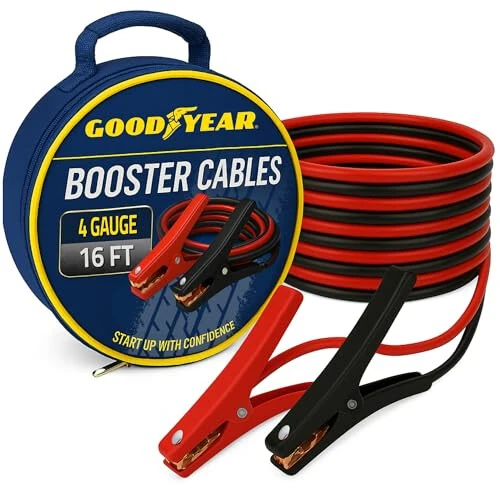 GOODYEAR Heavy Duty Jumper Cables for Car Battery – 4 Gauge 16 ft Booster Cables with Carrying Case for Cars, Trucks, SUVs, Emergency Roadside Kit - 6