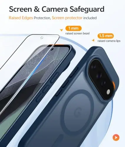 Google 11/11 Pro Kılıf için FNTCASE, Magsafe Uyumlu Mavi | Ekran Koruyucu, Yarı Saydam Mat, 14FT Askeri Sınıf Düşme Koruması, Darbeye Dayanıklı Koruyucu Telefon Kılıfı, Mavi - 3