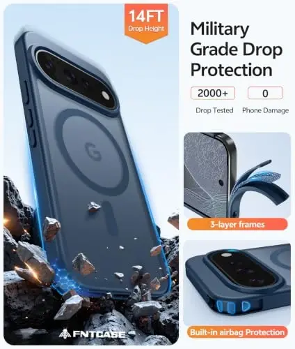 Google 11/11 Pro Kılıf için FNTCASE, Magsafe Uyumlu Mavi | Ekran Koruyucu, Yarı Saydam Mat, 14FT Askeri Sınıf Düşme Koruması, Darbeye Dayanıklı Koruyucu Telefon Kılıfı, Mavi - 5
