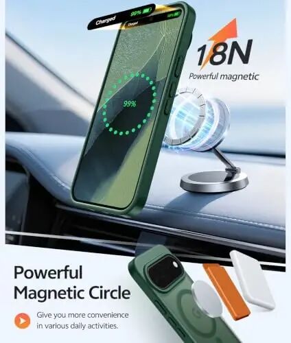 Google 11/11 Pro Kılıfı için FNTCASE, Magsafe Uyumlu Yeşil | Ekran Koruyucu, Yarı Saydam Mat, 14FT Askeri Sınıf Düşme Koruması, Darbeye Dayanıklı Koruyucu Telefon Kılıfı, Yeşil - 2