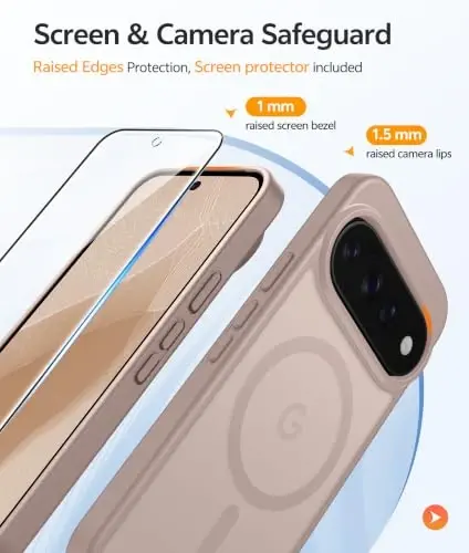 Google 11/11 Pro uchun FNTCASE g'ilofi, Magsafe bilan mos | Ekran himoyasi, Yarim shaffof mat, 14FT Harbiy darajadagi tushishdan himoya, Zarbaga chidamli telefon g'ilofi, Cho'l Oltini - 3