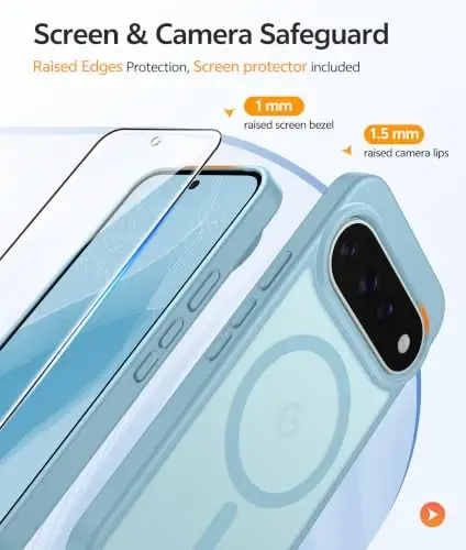 Google 11/11 Pro uchun FNTCASE g'ilofi, Magsafe bilan mos keladi, Feruza | Ekran himoyachisi, Shaffof matli, 14FT harbiy darajadagi tushishdan himoya, Zarbaga chidamli telefon g'ilofi, Feruza - 3