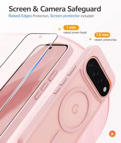 Google 11/11 Pro uchun FNTCASE g'ilofi, Magsafe bilan mos Och Pushti | Ekran himoyachisi, Shaffof mat, 14FT Harbiy darajadagi tushishdan himoya, Zarbaga chidamli telefon qoplami, Och pushti - 3