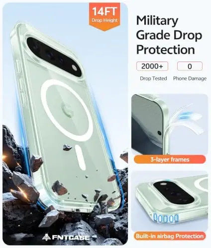 Google 11/11 Pro uchun FNTCASE g‘ilofi, Magsafe bilan mos, Tiniq | Ekran himoyachisi, Sarg‘aymaydigan, 14FT Harbiy darajadagi tushishdan himoya, Zarbga chidamli telefon g‘ilofi, Shaffof tiniq - 4
