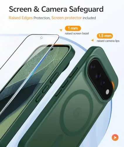 Google 11/11 Pro uchun FNTCASE g'ilofi, Magsafe bilan mos Yashil | Ekran himoyachisi, Yarim shaffof mat, 14FT Harbiy darajadagi tushishdan himoya, Zarbga chidamli telefon himoya g'ilofi, Yashil - 3