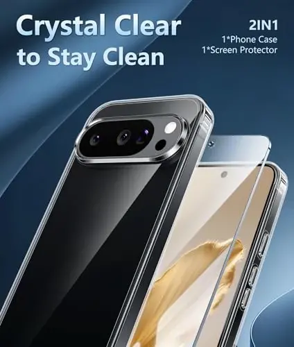 Google Pixel 10 Kılıfı için FNTCASE: Pixel 10 Pro Kılıfı Google 9/9 Pro Sararmaz Şeffaf İnce Kılıf | Sağlam Düşmeye Dayanıklı Darbe Emici Çizilmez Koruyucu İnce Şeffaf Kristal Cep Telefonu Kapağı (Şeffaf) - 2