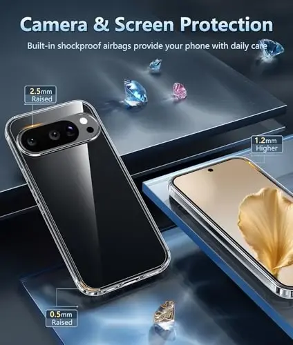 Google Pixel 10 Kılıfı için FNTCASE: Pixel 10 Pro Kılıfı Google 9/9 Pro Sararmaz Şeffaf İnce Kılıf | Sağlam Düşmeye Dayanıklı Darbe Emici Çizilmez Koruyucu İnce Şeffaf Kristal Cep Telefonu Kapağı (Şeffaf) - 4