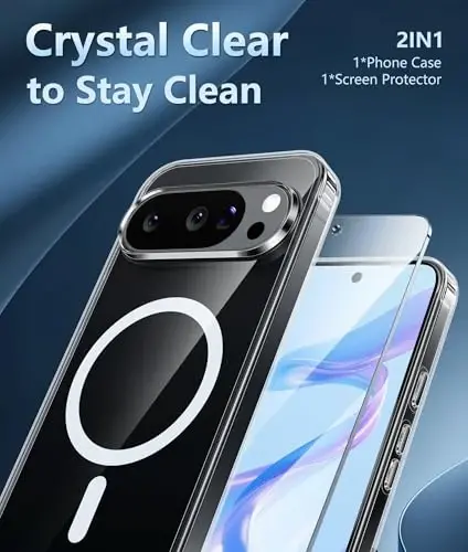 Google Pixel 10 Kılıfı: Pixel 10 Pro Kılıfı Google 9/9 Pro Manyetik Şeffaf İnce Telefon Kılıfı | Düşmeye Karşı Dayanıklı Darbeye ve Çizilmeye Karşı Koruyucu İnce Şeffaf Kristal Cep Telefonu Kapağı (Şeffaf) - 3