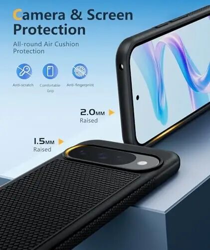 FNTCASE for Google Pixel 10 / Pixel 10 Pro Case: Soft TPU Non Slip Black | With Screen Protector, Shockproof Drop Protection, Matte Textured Protective Cell Phone Cover, for Daily Use, Black 