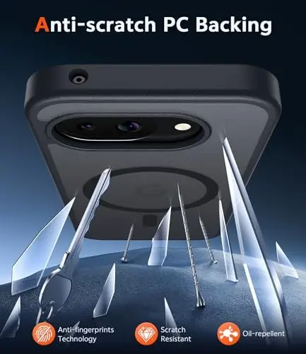 Google Pixel 10A uchun FNTCASE g'ilofi: Ekran himoyachisi bilan mat rangli shaffof zarbga chidamli telefon g'ilofi - Harbiy darajadagi to'liq himoyali, tushishga chidamli, mustahkam TPU g'ilof - 6.3 dyuym (C-Qora) - 5